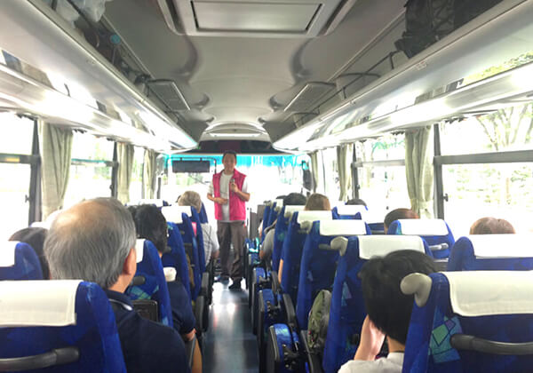Start the trip. Heading to the Mt. Fuji by tour bus!