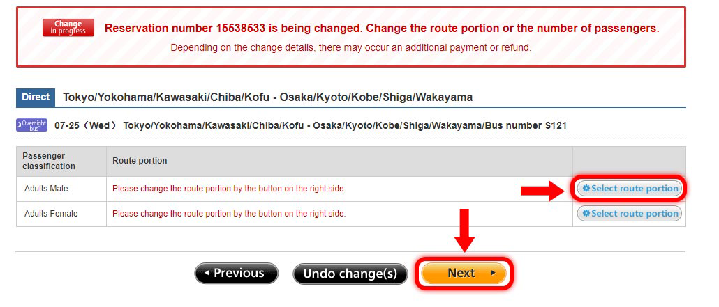 Choose the route portion and click 'Next'.