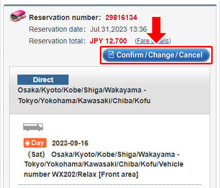 Nhấp vào nút 'Confirm the reservation details'.